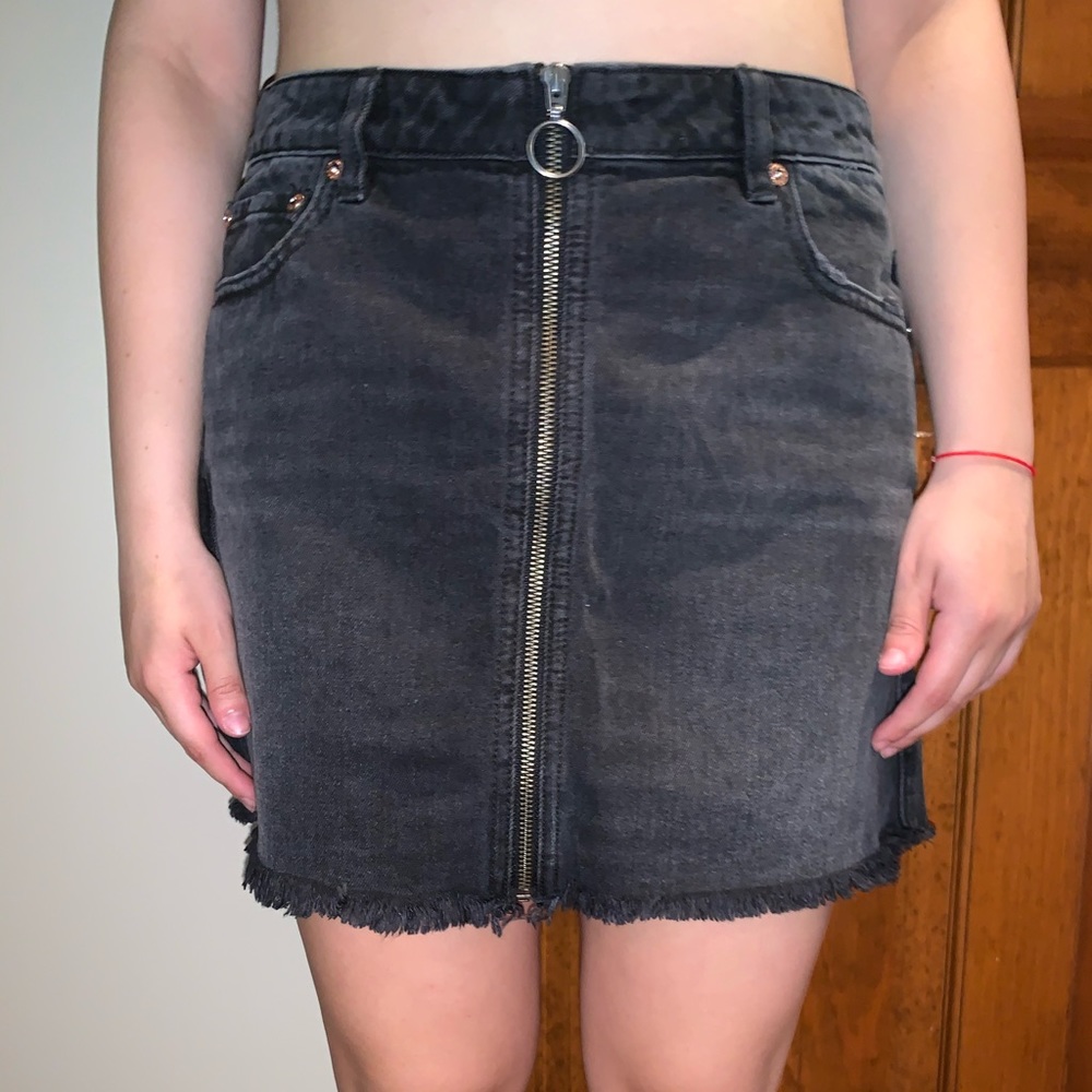 Black denim skirt
